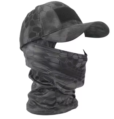 Tactical Balaclava with Baseball Cap - Full Face Mask Set PYTHON BLACK