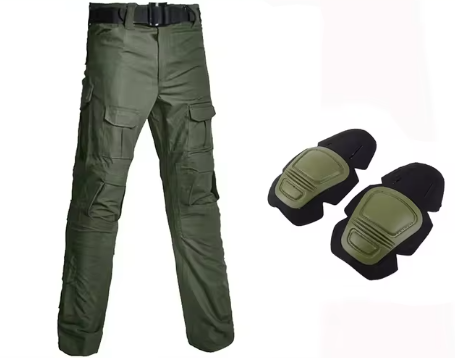 Men Combat Pants +Knee Pads - GREEN